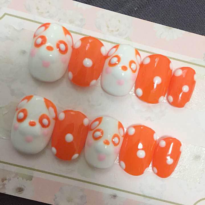 現品 え〜ぱんだ オレンジ 小さめサイズジェルネイルチップ
