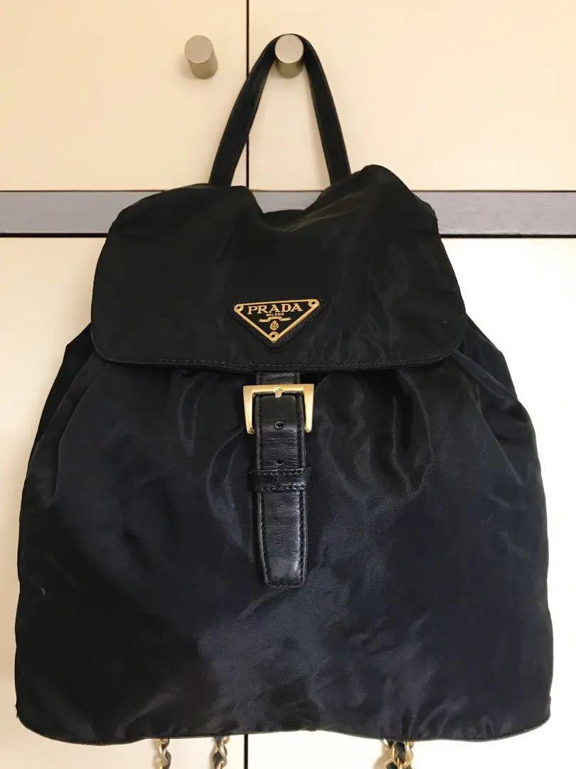 【PRADA】【チェーンリュックメンズ レディース 黒 レア リュック】