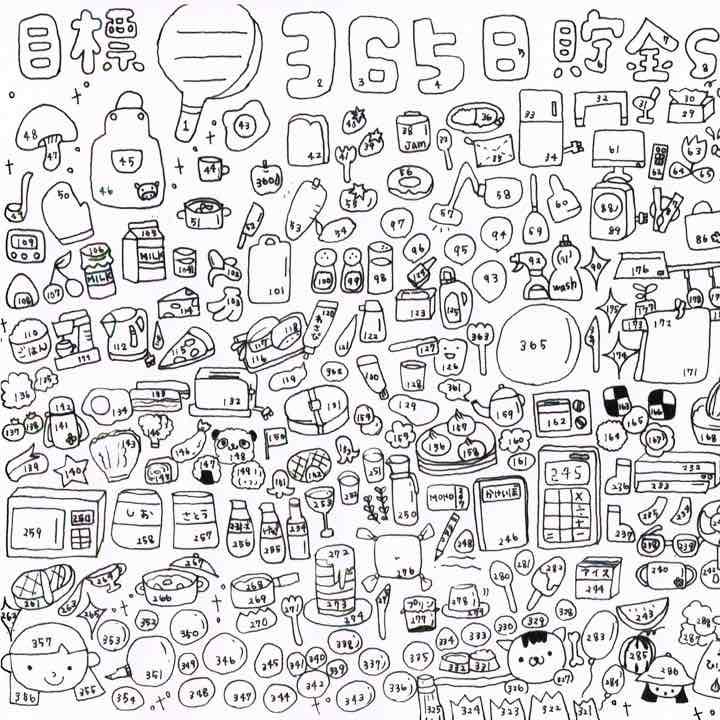 メルカリ - 手書きイラスト♡365日貯金シート ネットプリント 【ハンドメイド】 (¥300) 中古や未使用のフリマ