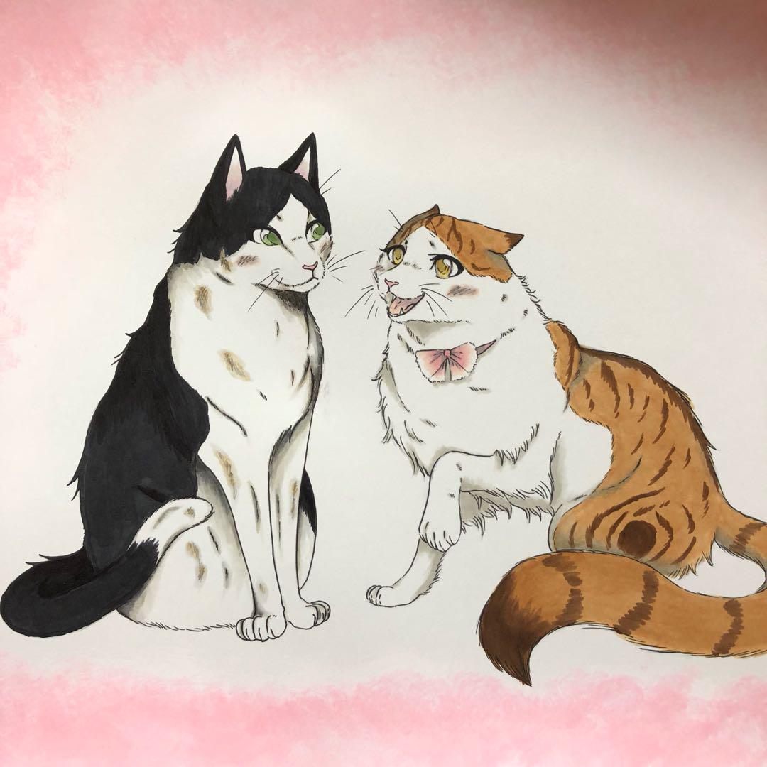 メルカリ - ねこ カップル 自作イラスト 【アート/写真】 (¥600) 中古や